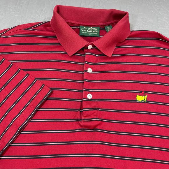 Masters Red and Black Striped Polo Shirt - Picture 1 of 7
